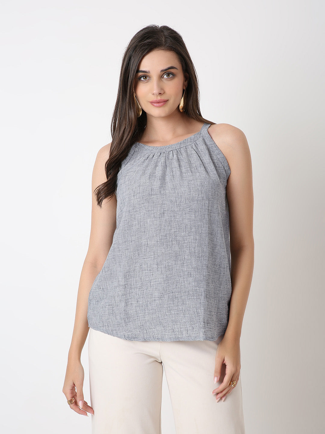 NAVY BLUE HALTER NECK TOP