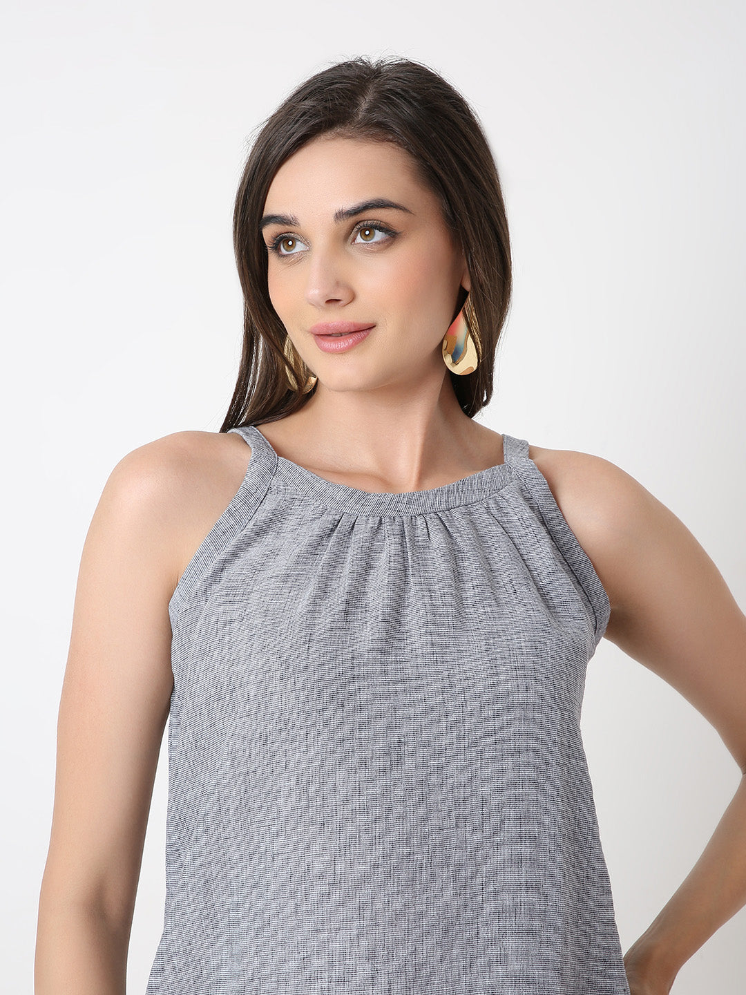 NAVY BLUE HALTER NECK TOP