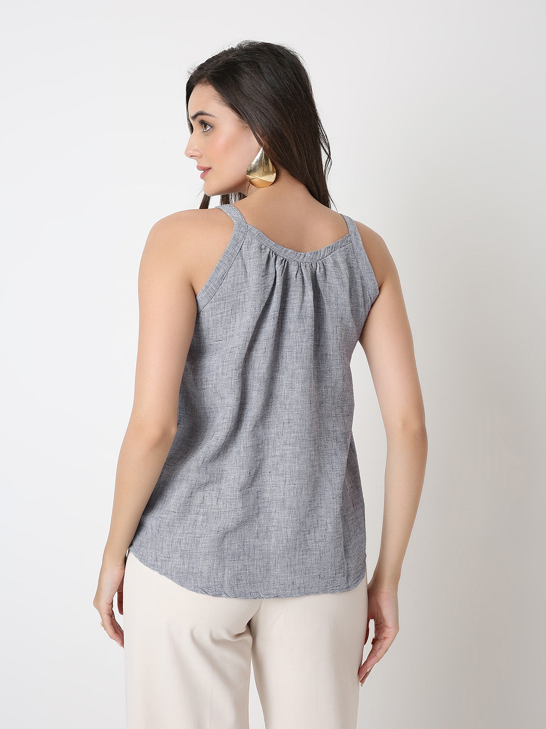 NAVY BLUE HALTER NECK TOP