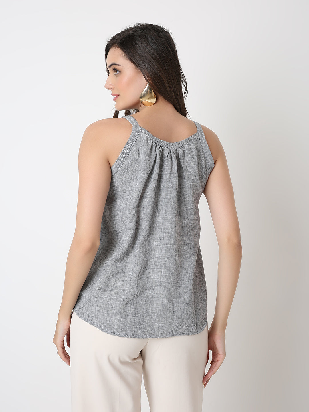 CAUSAL TEXTURED HALTER NECK TOP