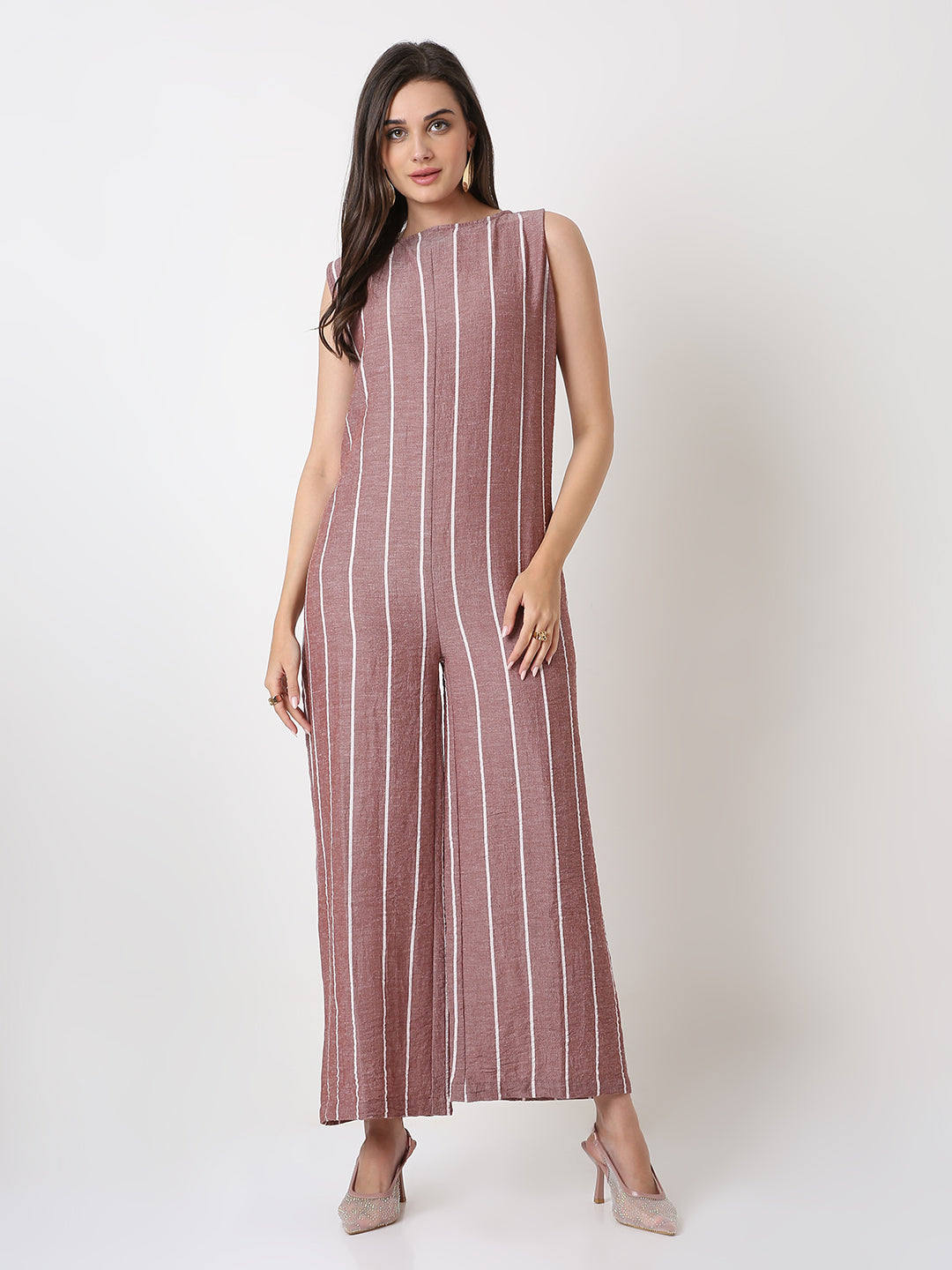 CLASSIC MARRON STRIPE JUMPSUIT
