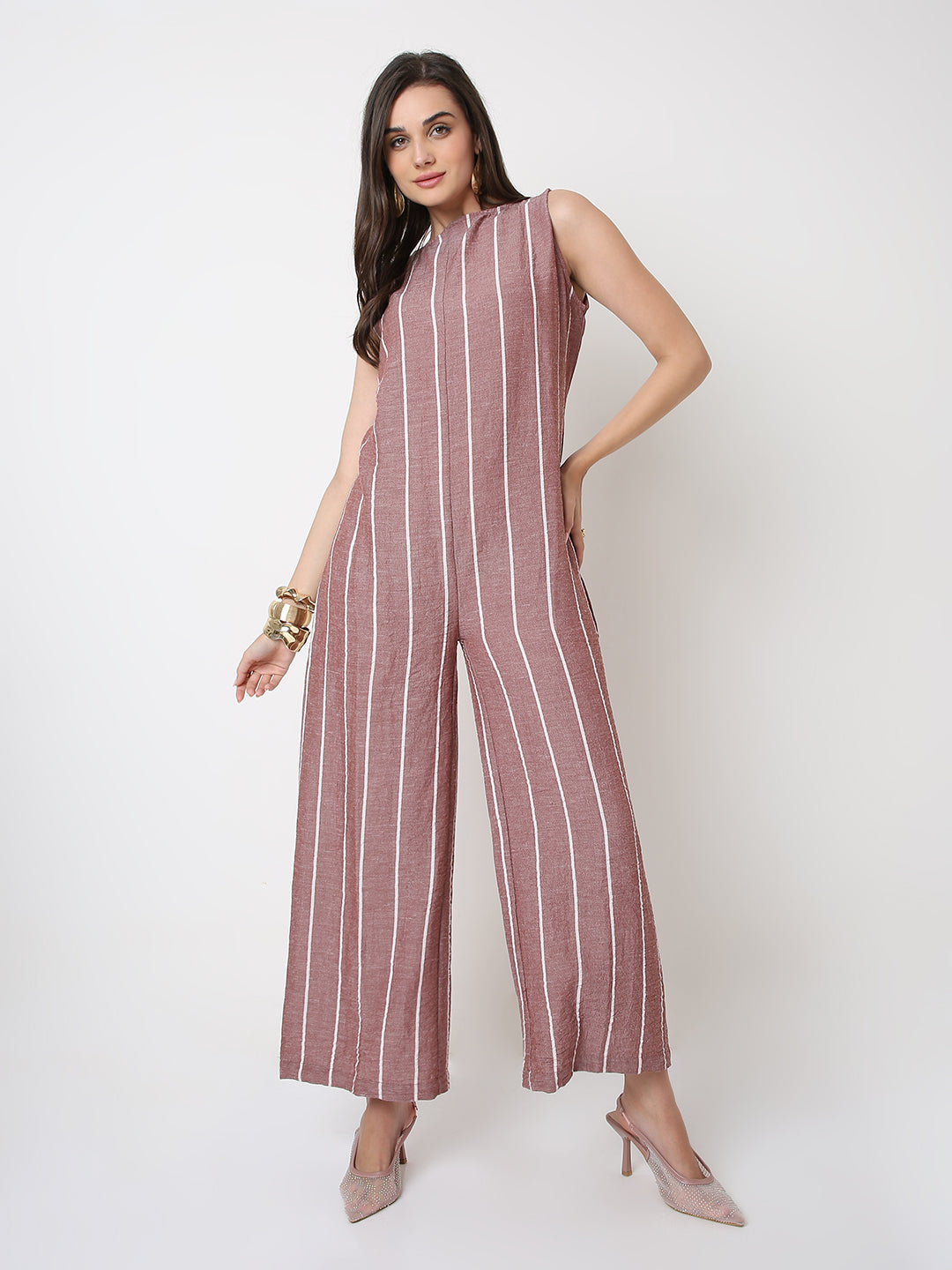 CLASSIC SLEEVELESS STRIPE JUMPSUIT