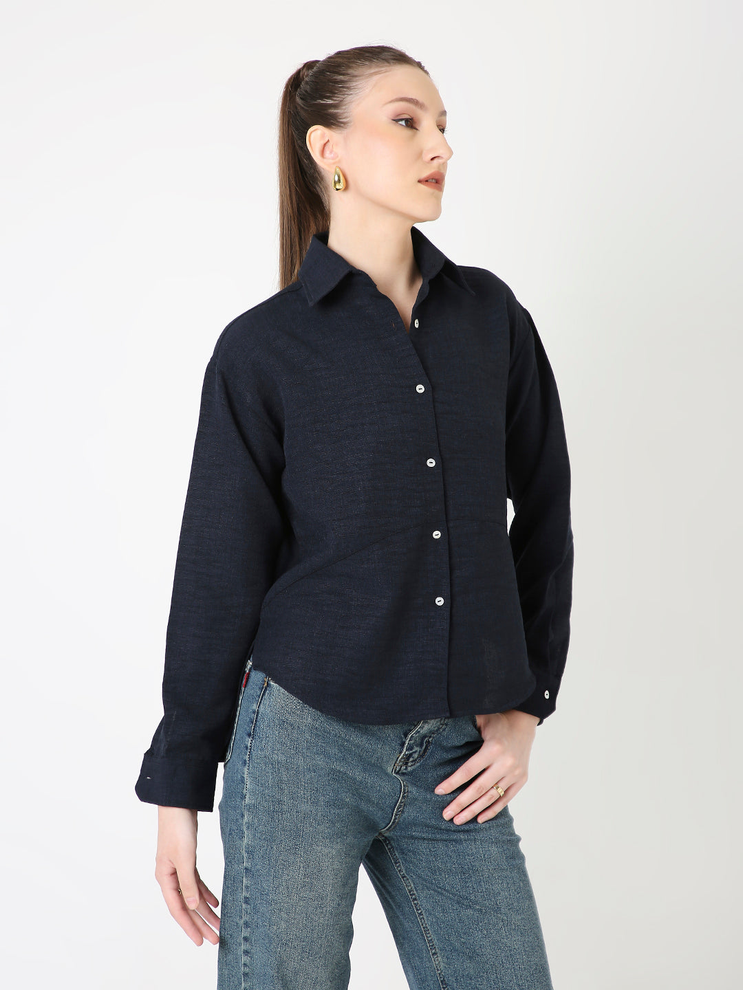NAVY BLUE STRUCTURED COMFORT SHIRT