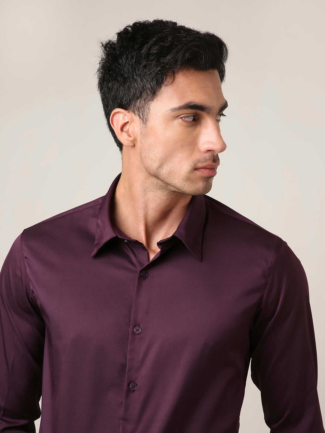 Classic Wine Satin Formal Shirt