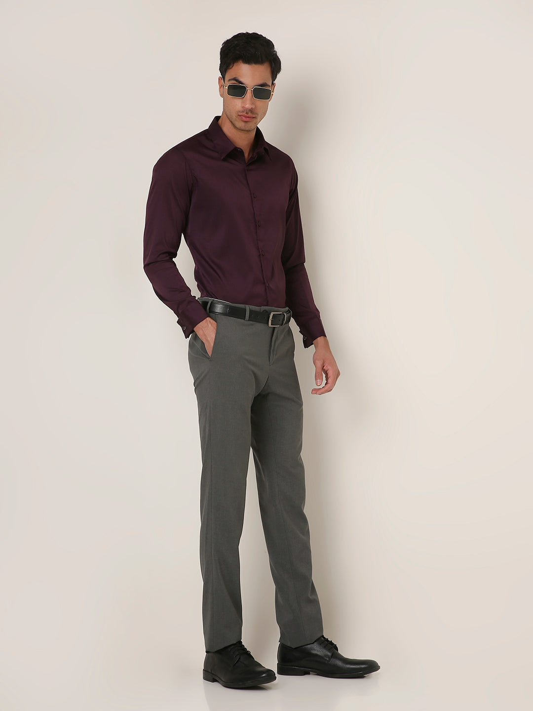 Classic Wine Satin Formal Shirt