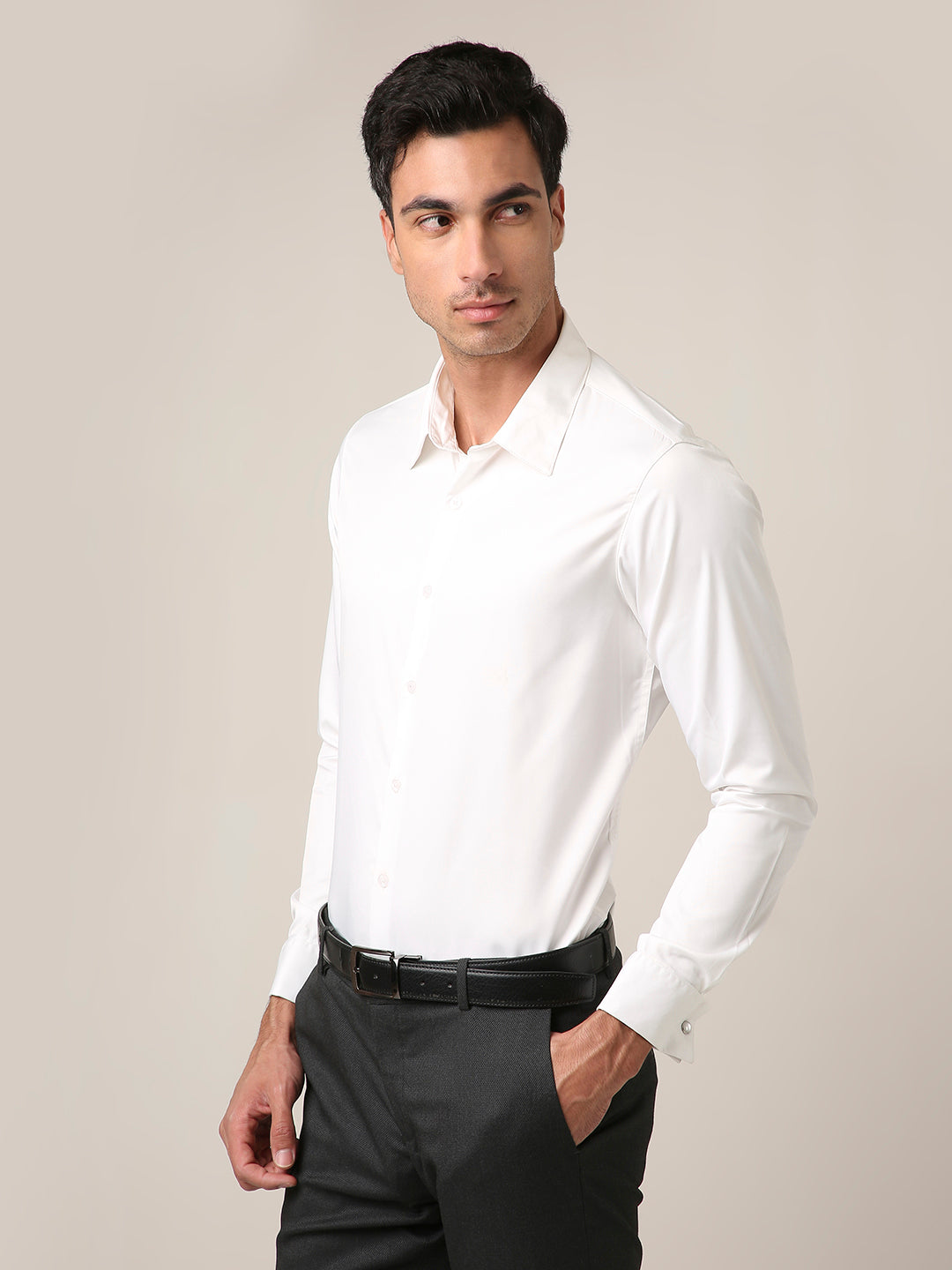 Classic White Satin Formal Shirt