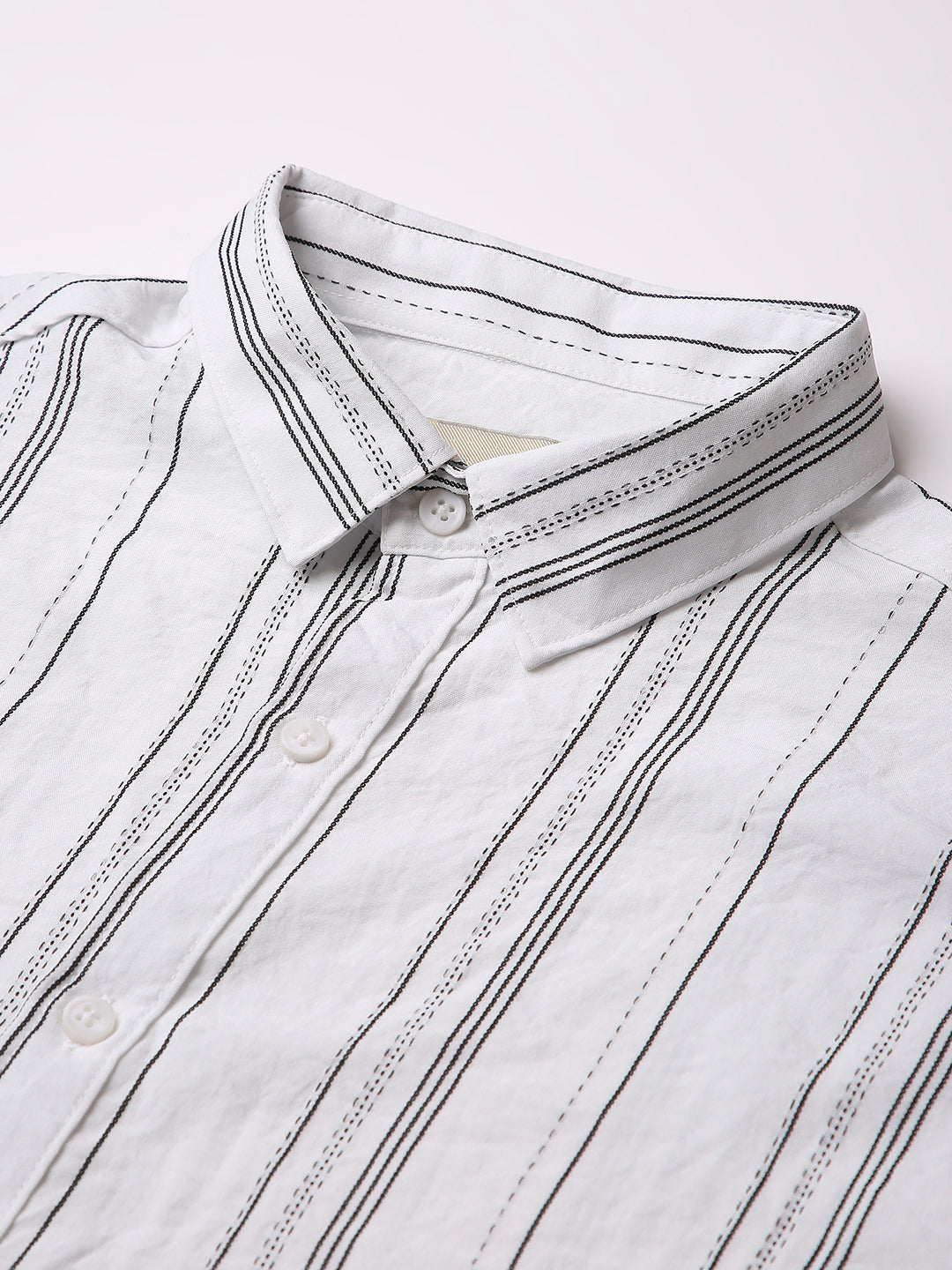 WHITE VERTICAL STRIPE SHIRT
