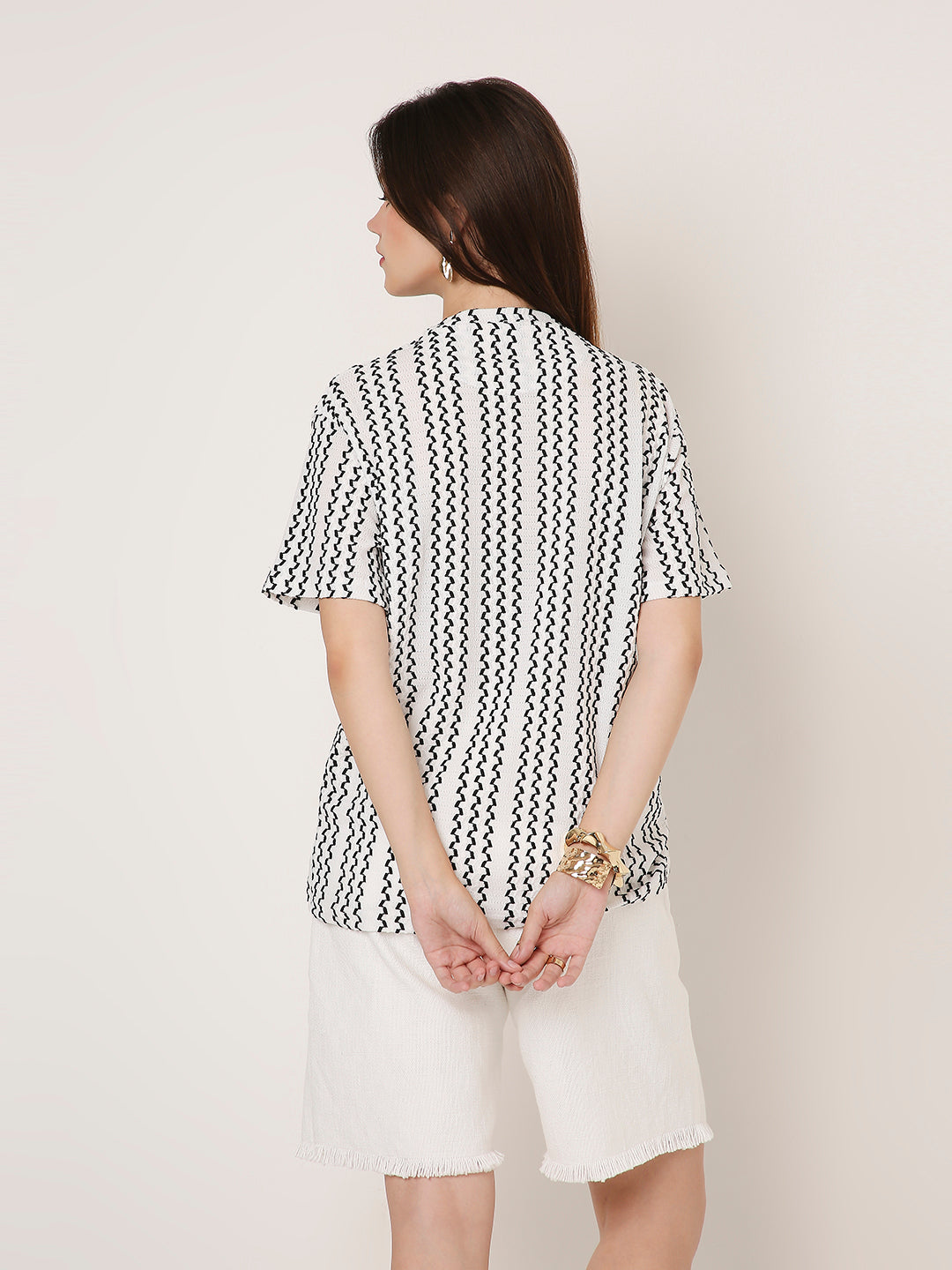 ABSTRACT PATTERNED CREW NECK BOYFRIEND T-SHIRT