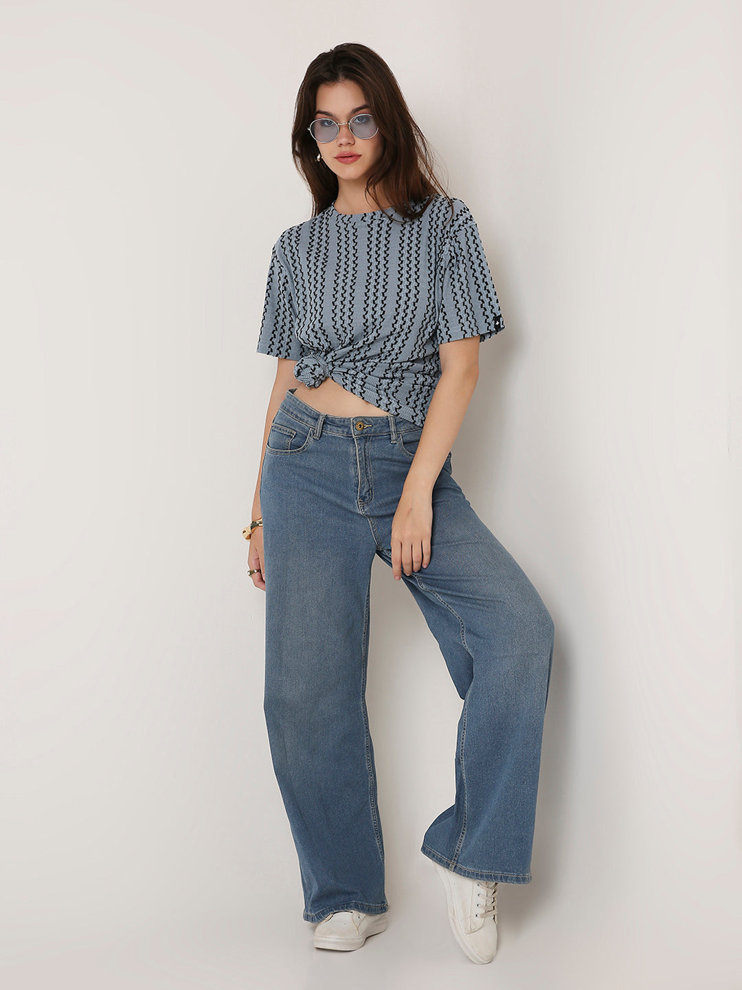 ABSTRACT PATTERNED CREW NECK BOYFRIEND T-SHIRT