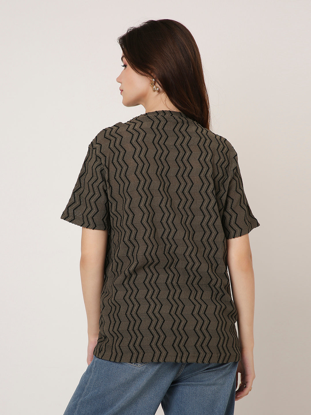 ABSTRACT PATTERNED CREW NECK BOYFRIEND T-SHIRT