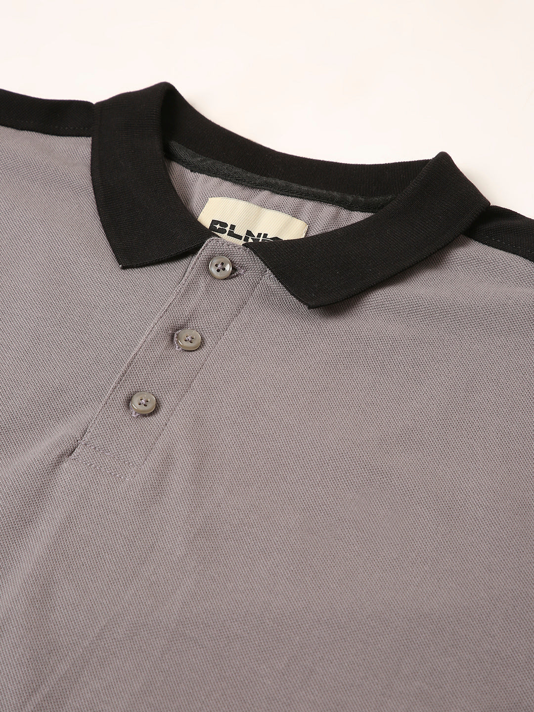 Grey & Black Contrast Polo T-Shirt
