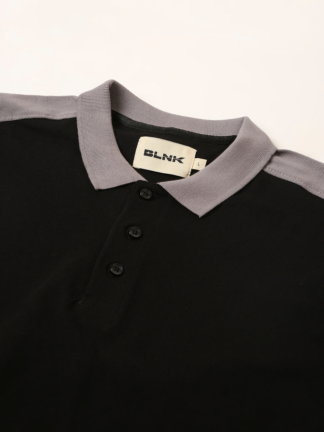 Black & Gery Contrast Polo T-Shirt