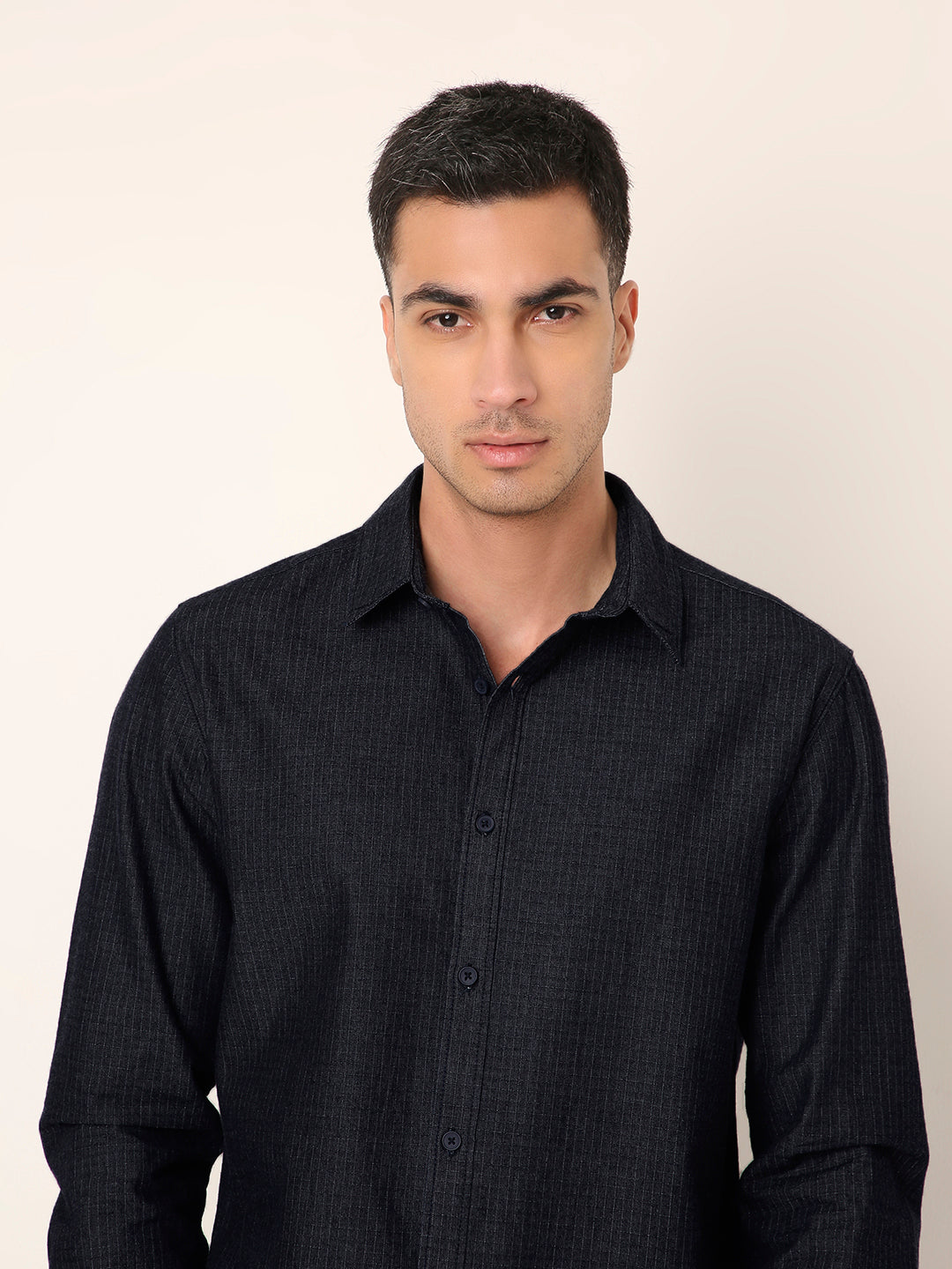 Casual Denim DARK Blue Button-Down Shirt