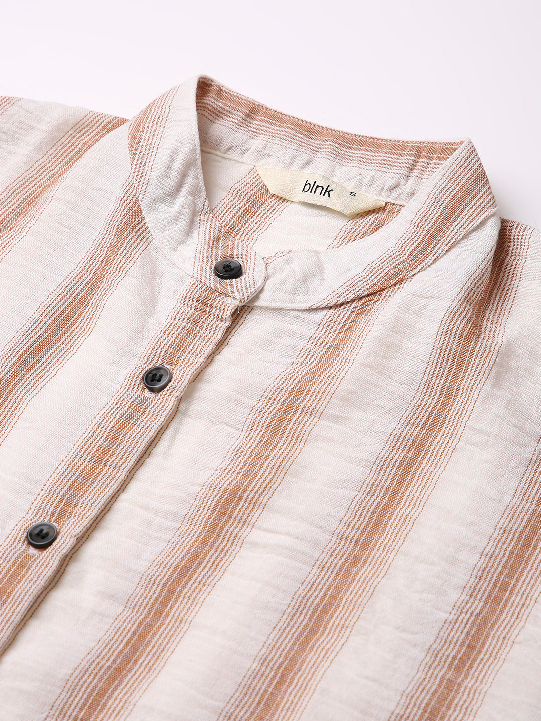 LIGHT BROWN STRIP A-LINE SHIRT DRESS