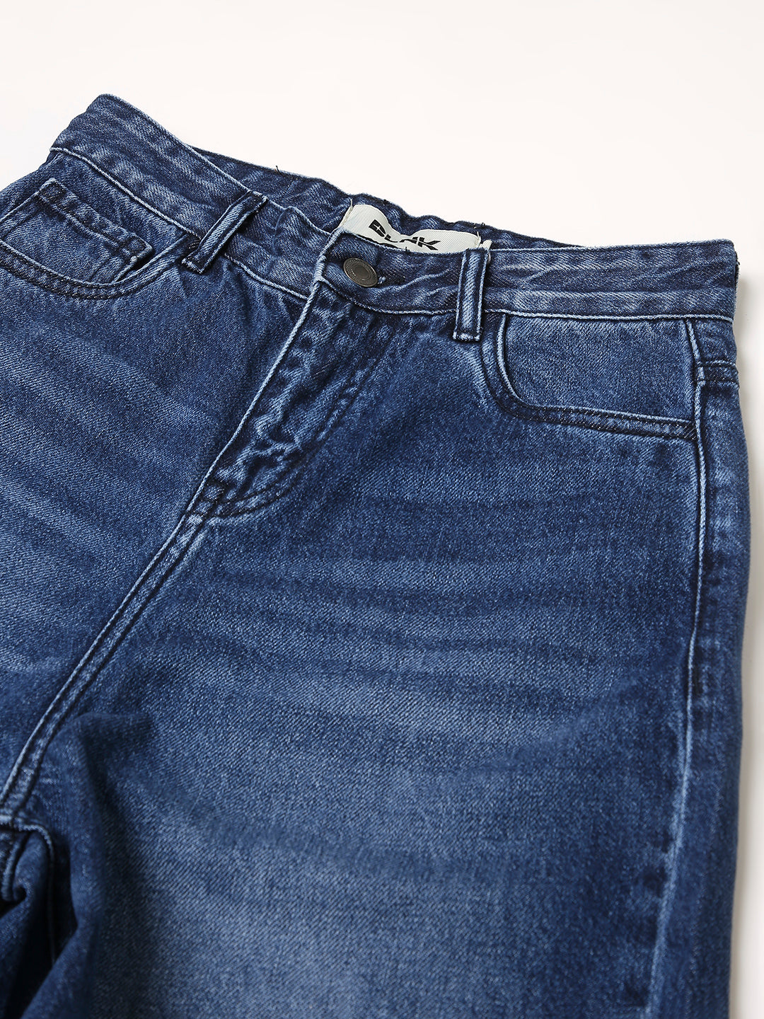 Dark Blue High-Waist Wide Leg Denim Jeans