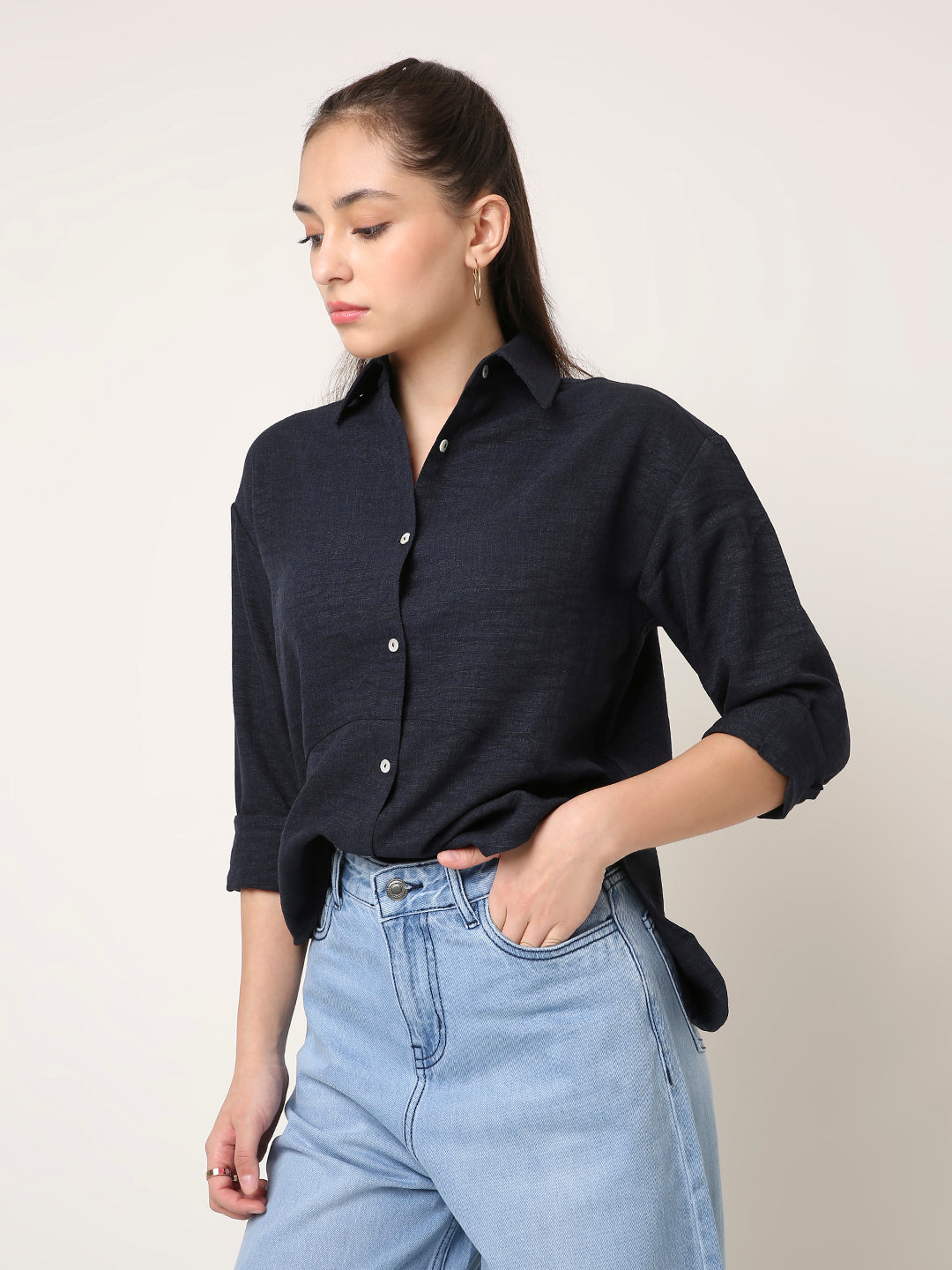 NAVY BLUE STRUCTURED COMFORT SHIRT
