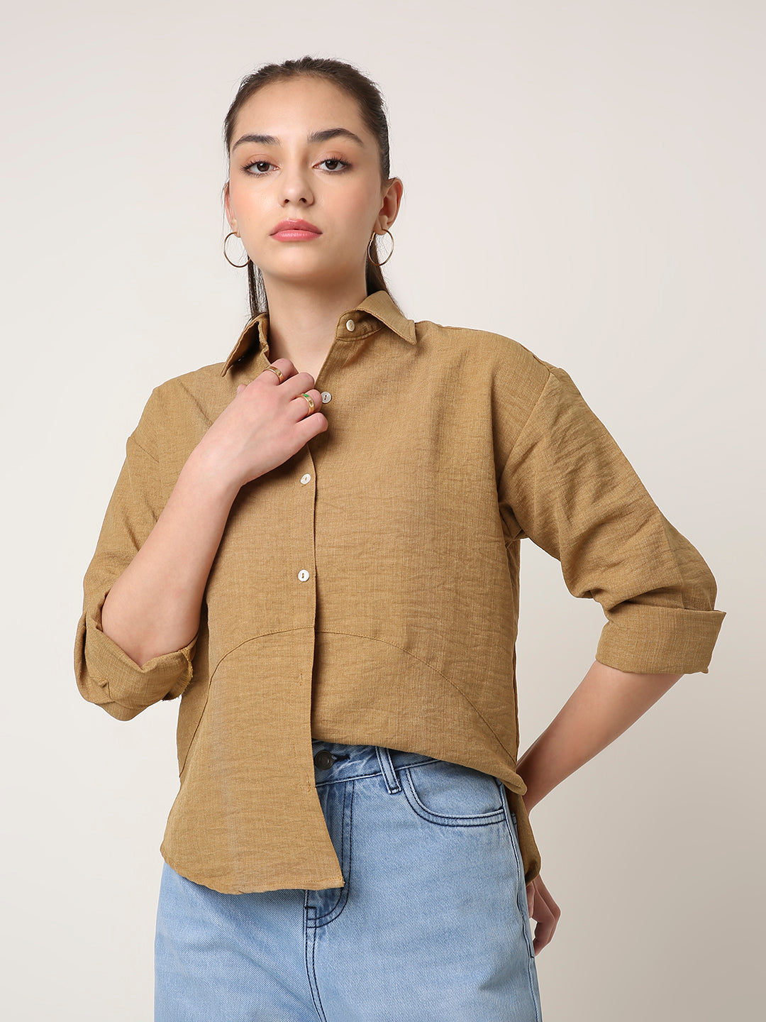 MUSTARD STRUCTURED COMFORT SHIRT