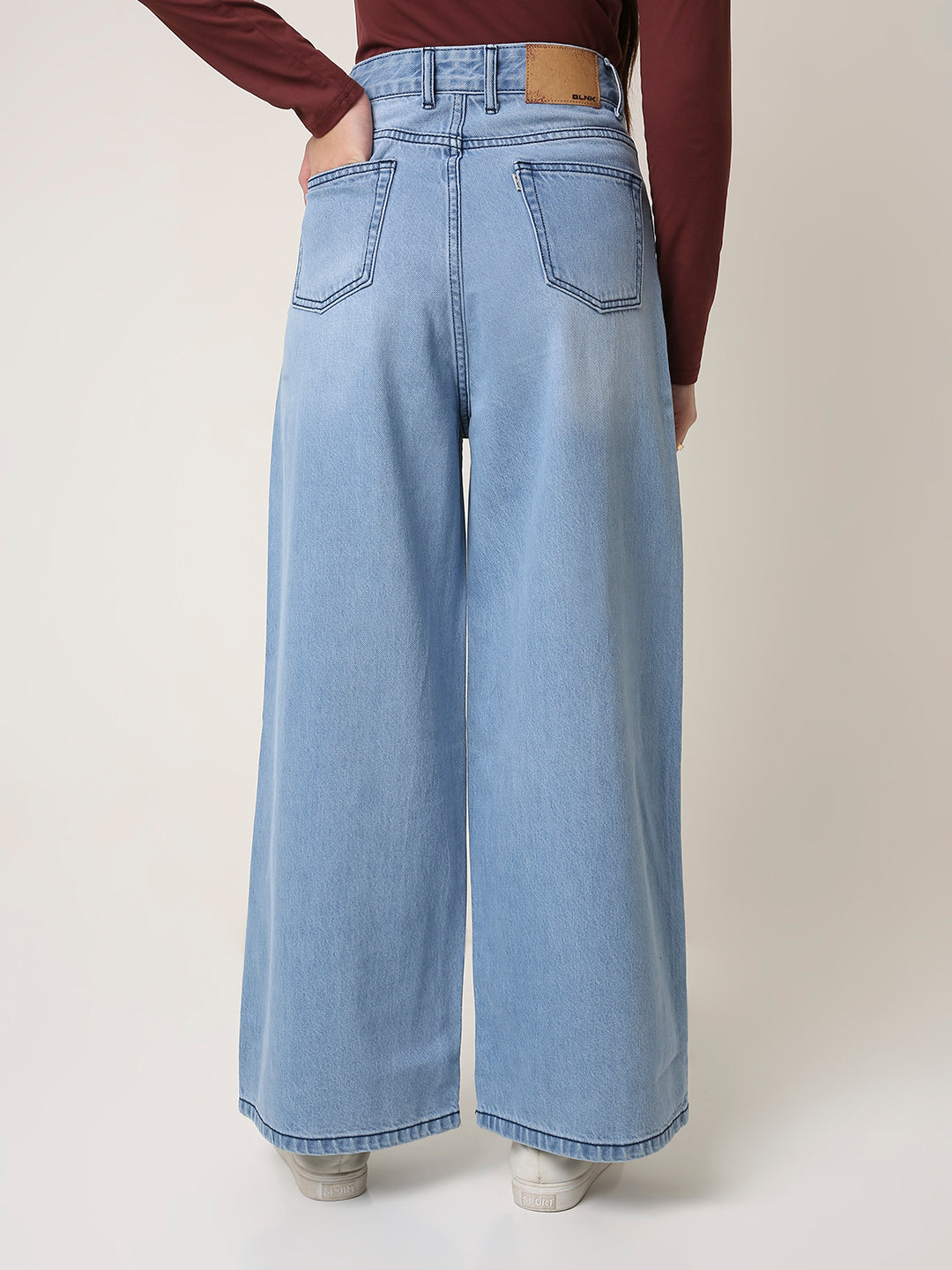 Light Blue High-Waist Wide Leg Denim Jeans