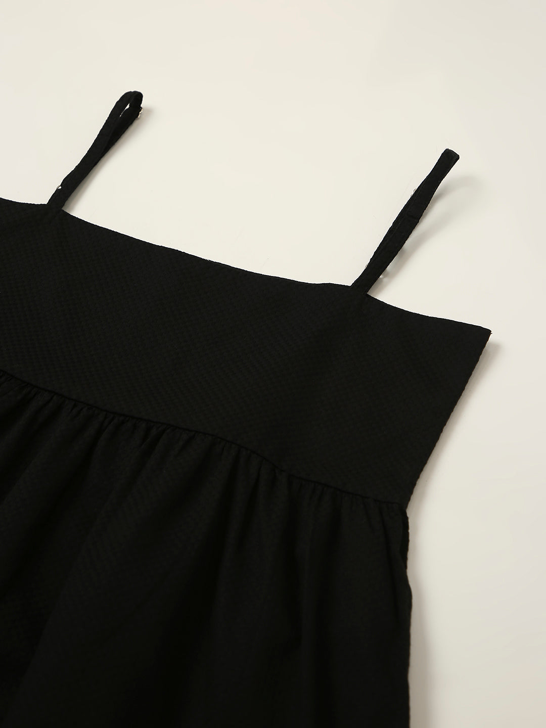 BLACK PLEATED CAMI COTTON TOP