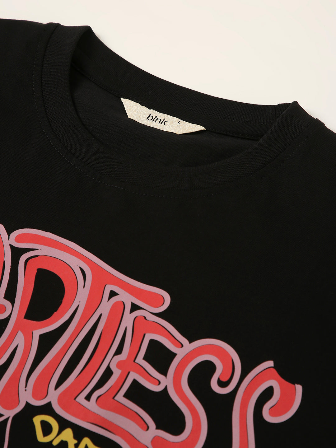 RELAXED FIT:BLACK PRINTED TSHIRT
