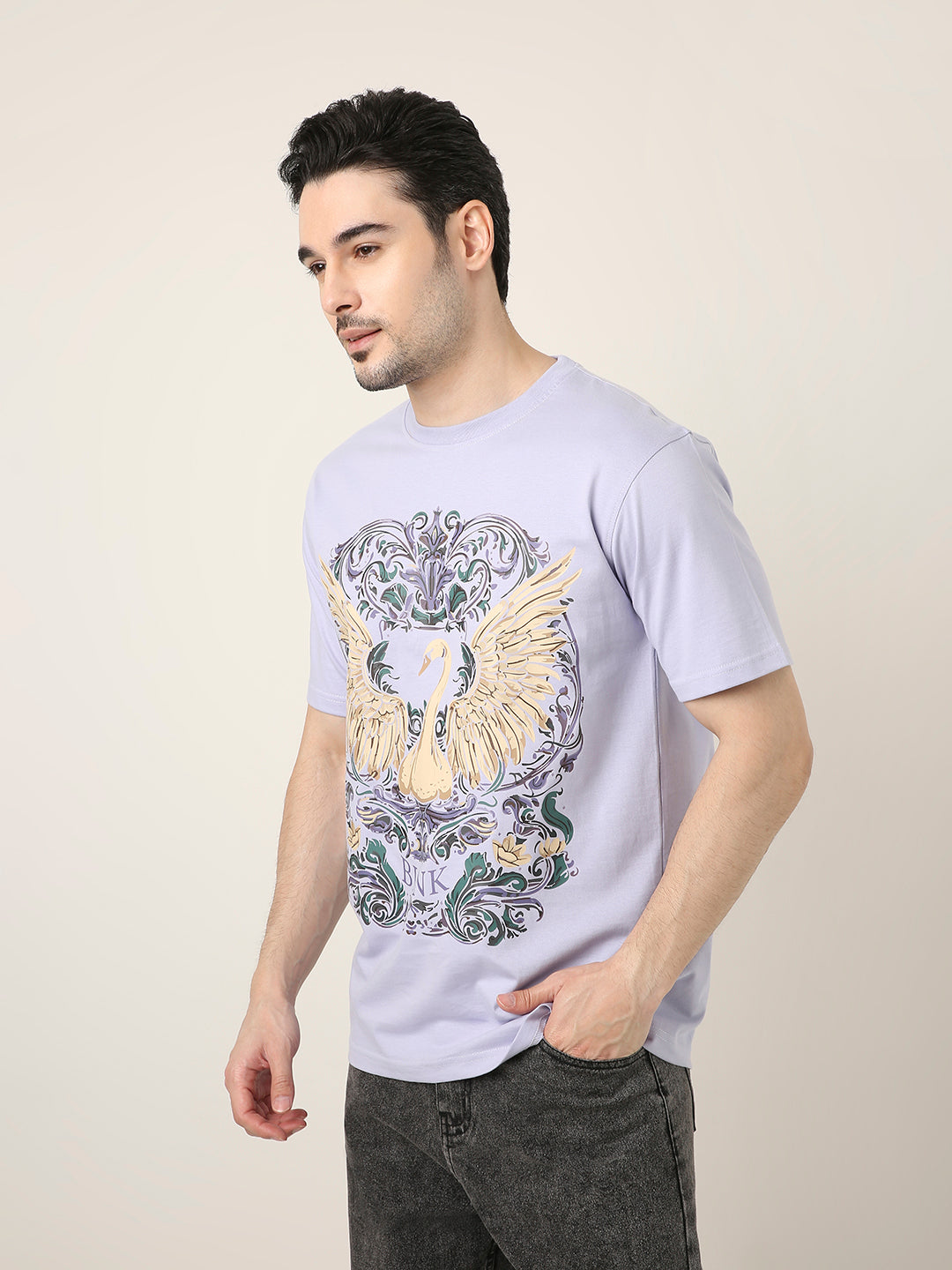 RELAXED FIT:LAVENDER PRINTED TSHIRT