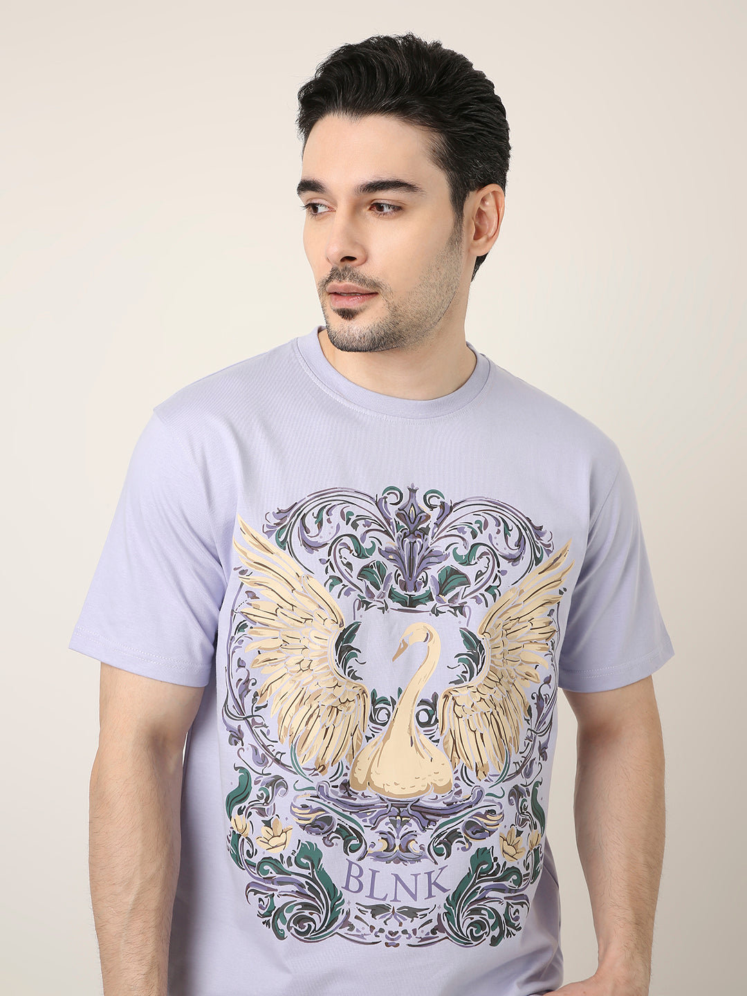RELAXED FIT:LAVENDER PRINTED TSHIRT