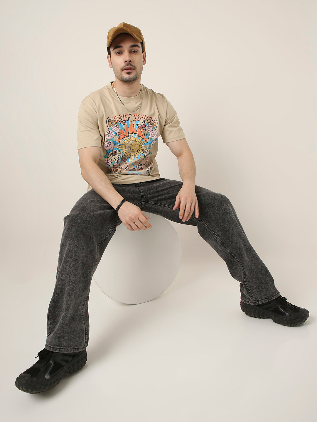 RELAXED FIT:SAND PRINTED TSHIRT
