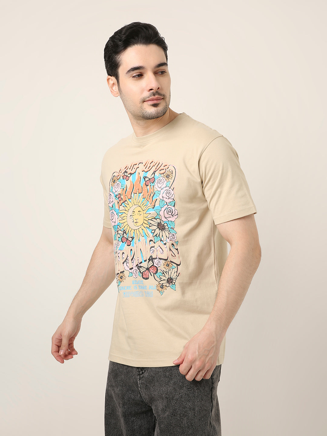 RELAXED FIT:SAND PRINTED TSHIRT