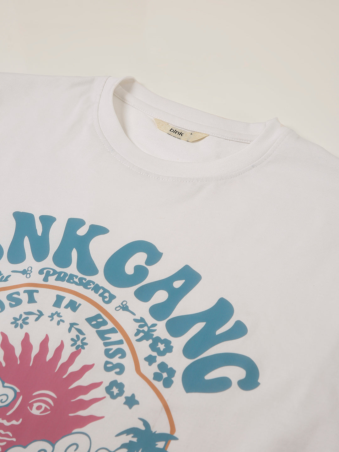 RELAXED FIT:WHITE PRINTED TSHIRT