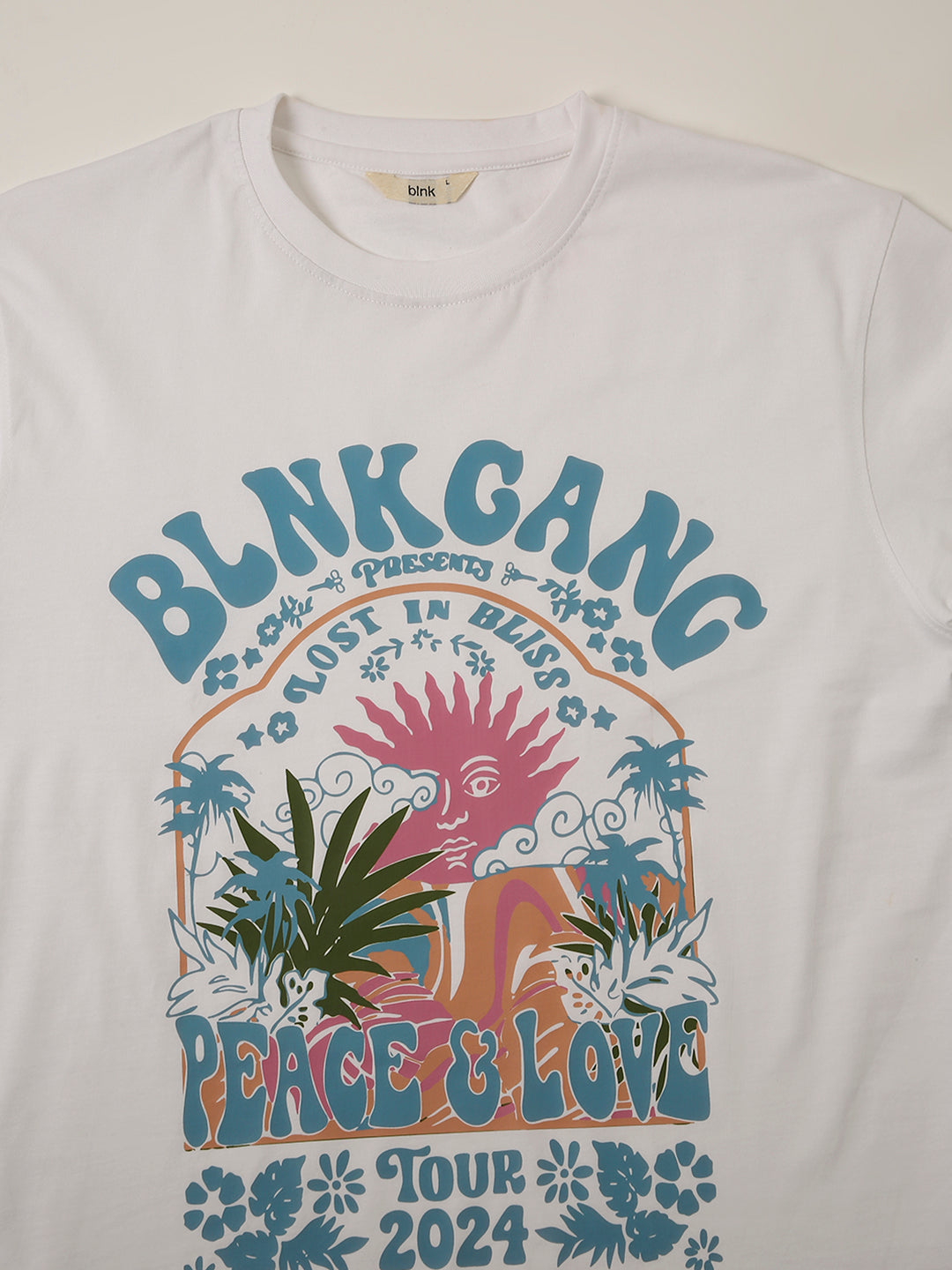 RELAXED FIT:WHITE PRINTED TSHIRT