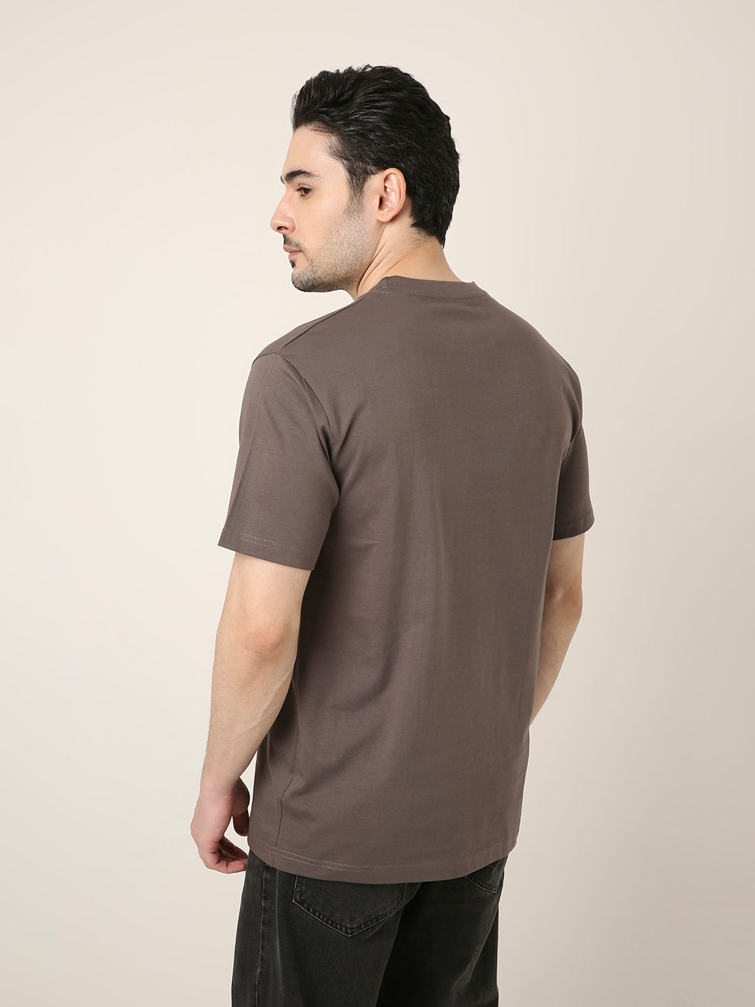 RELAXED FIT:GREY PRINTED TSHIRT