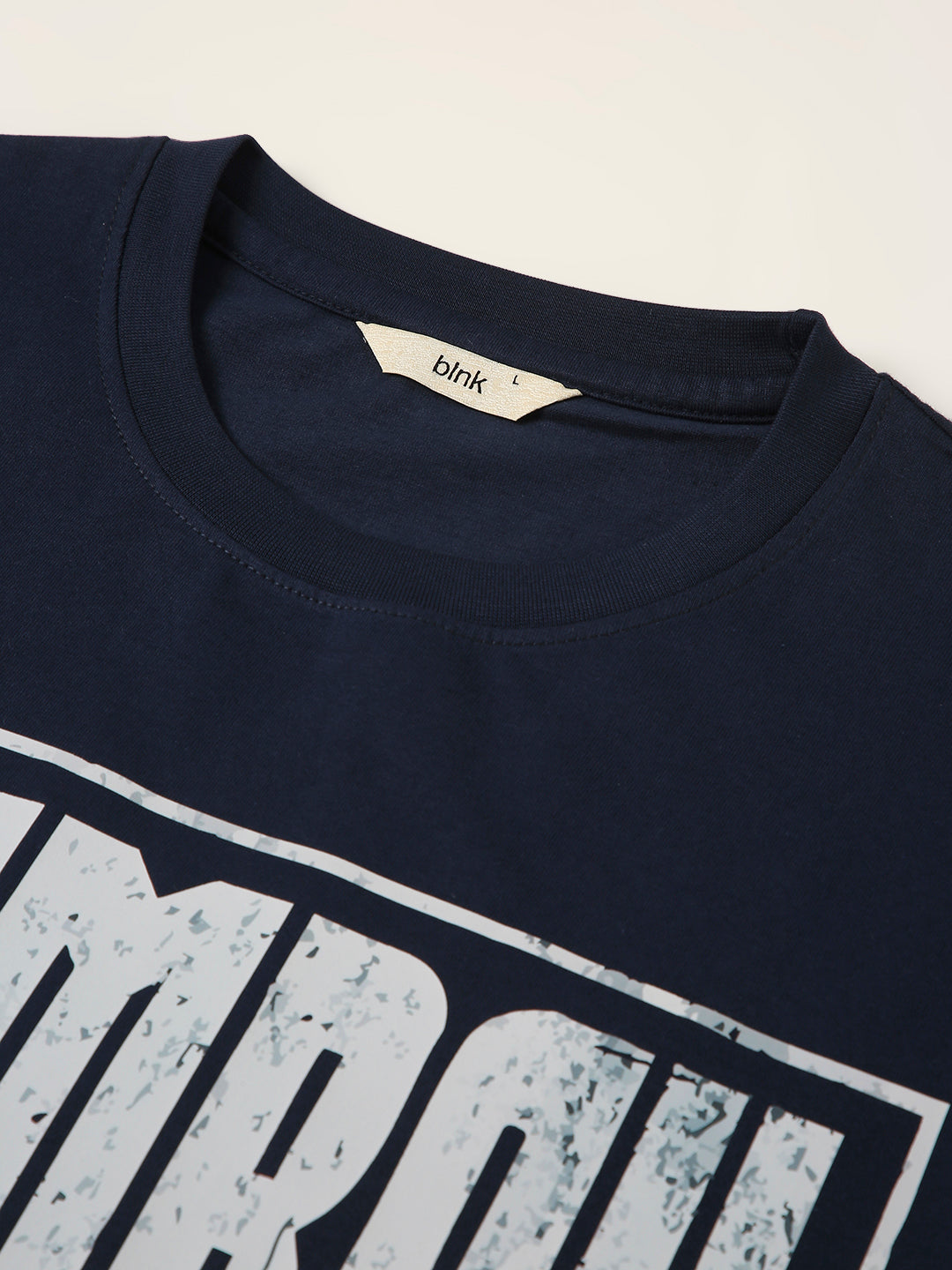 RELAXED FIT:NAVY BLUE PRINTED TSHIRT