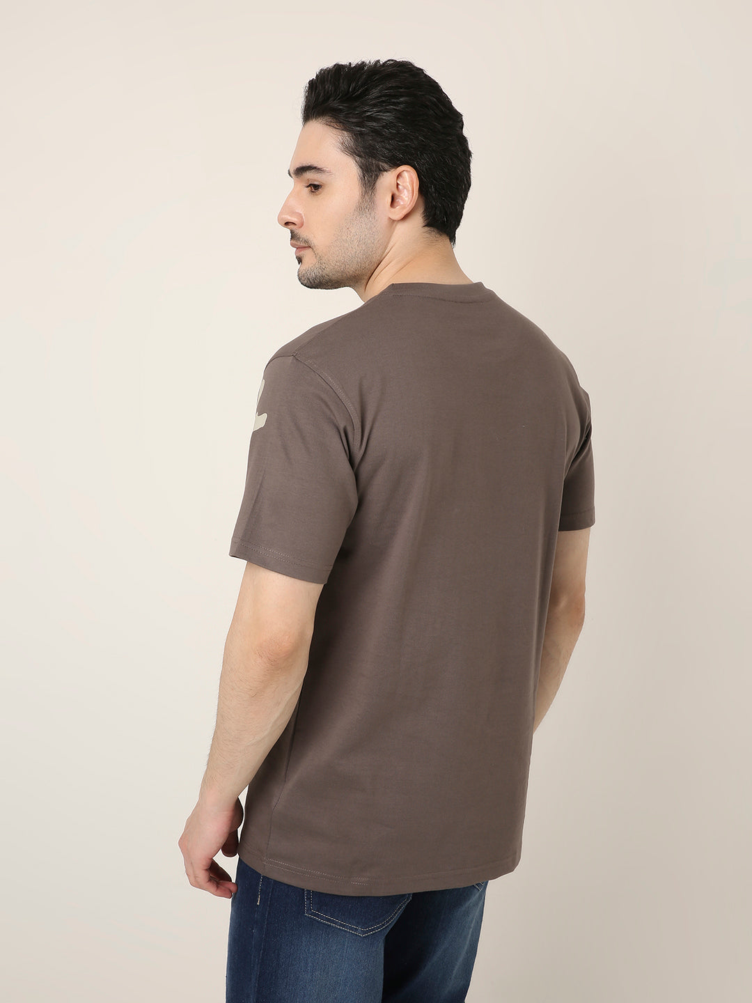 RELAXED FIT:GREY PRINTED TSHIRT