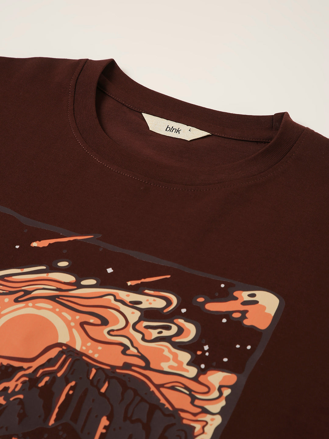 RELAXED FIT:BROWN PRINTED TSHIRT