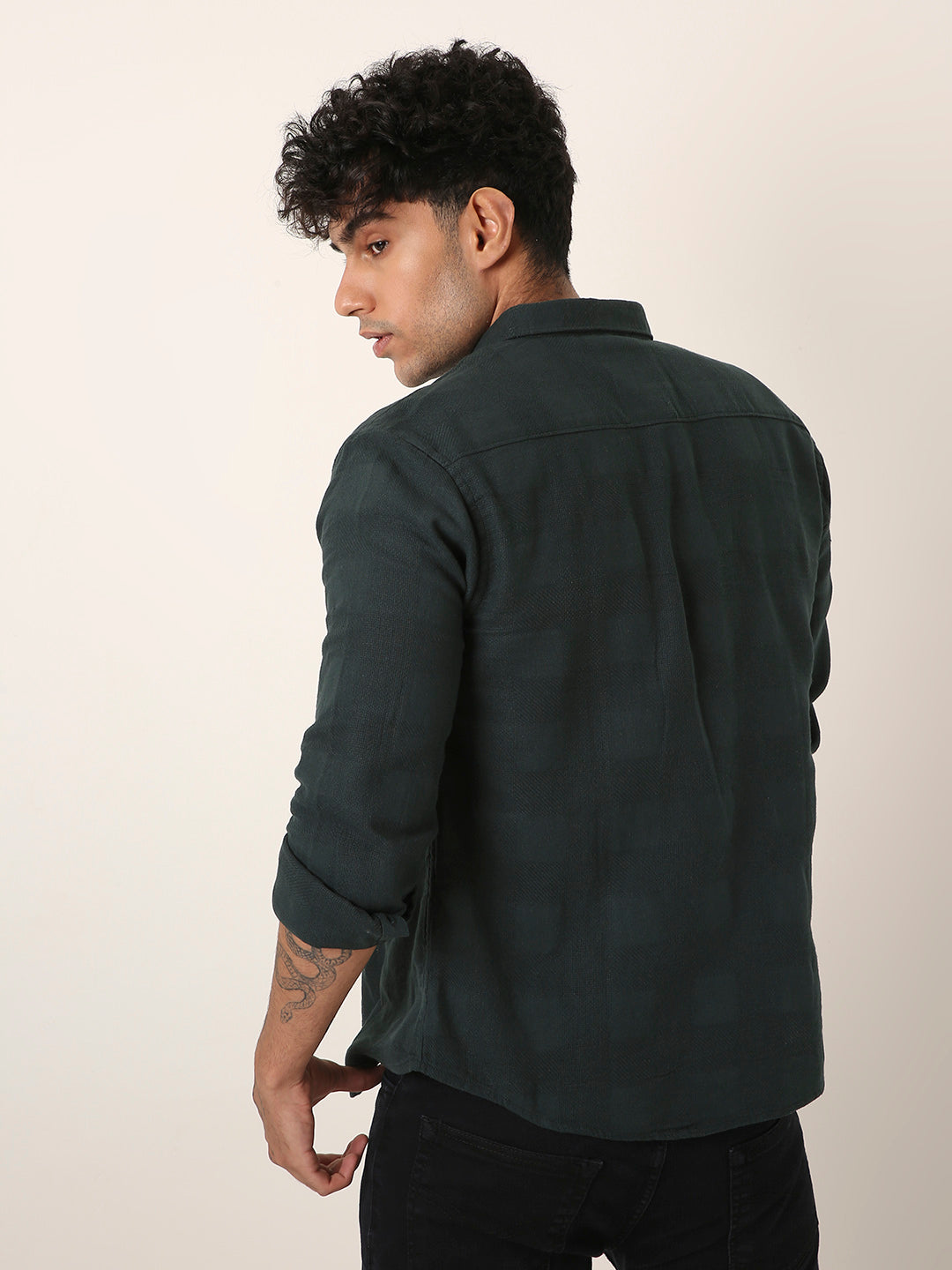 GREEN STRUCTURED COTTON LAYRE SHIRT