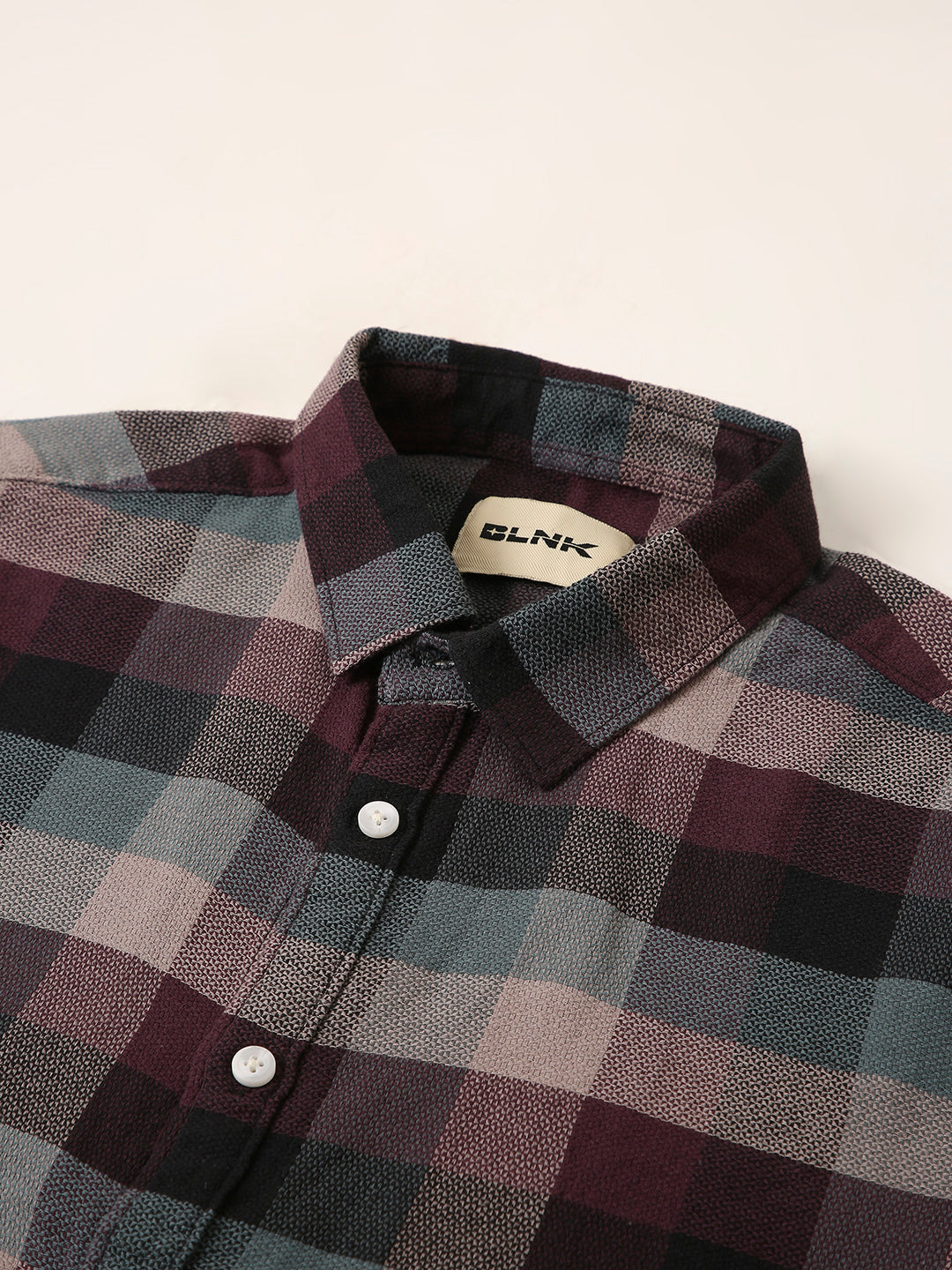 Maroon & Grey Checkered Short Sleeve Casual Shirt