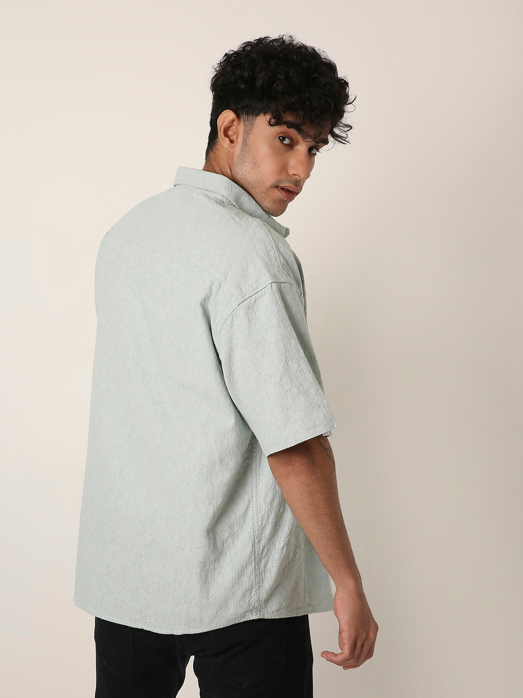 GREEN STRUCTURED COTTON SHIRT