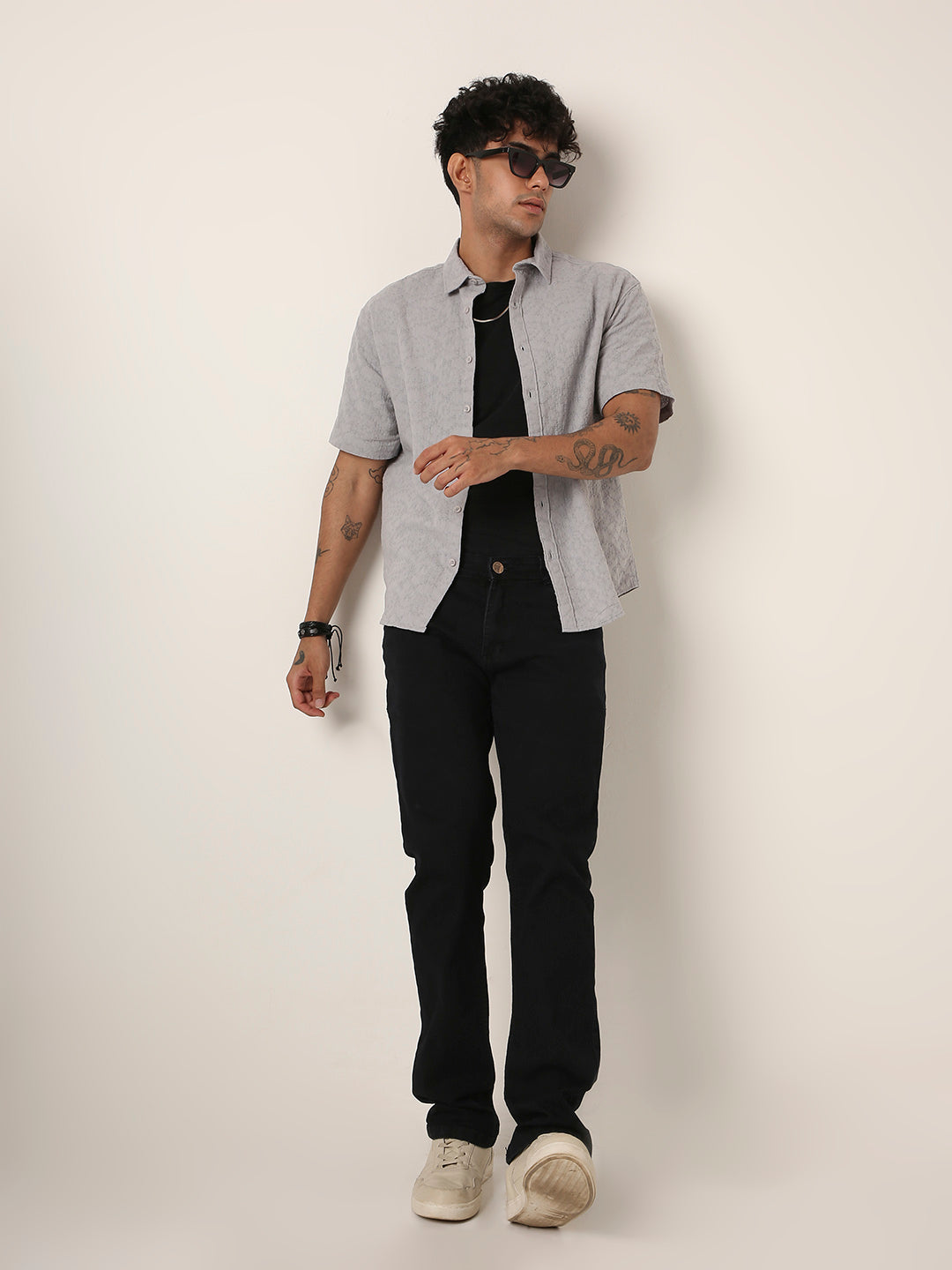 GRAY STRUCTURED COTTON SHIRT