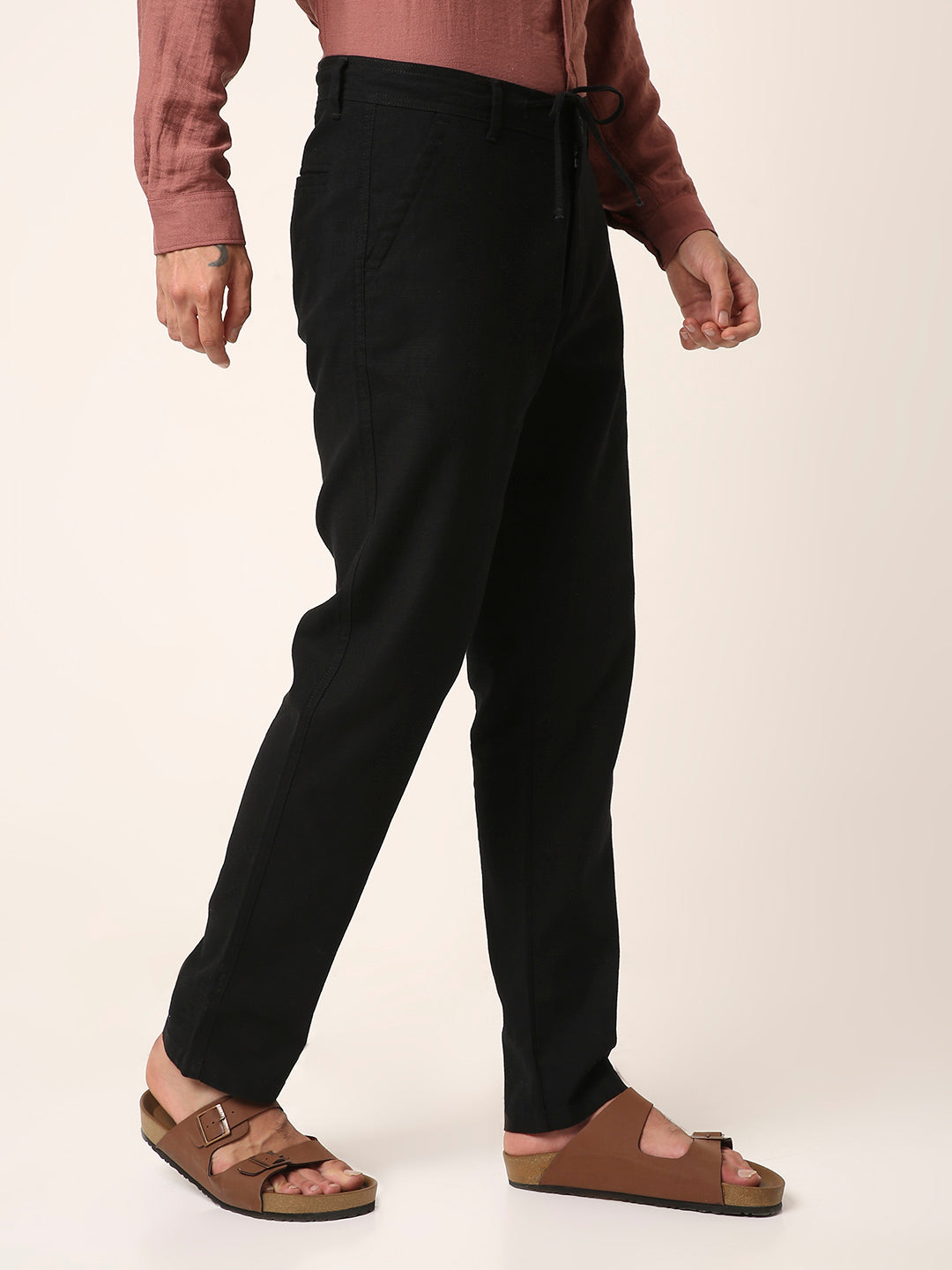 Black Drawstring Casual Trousers