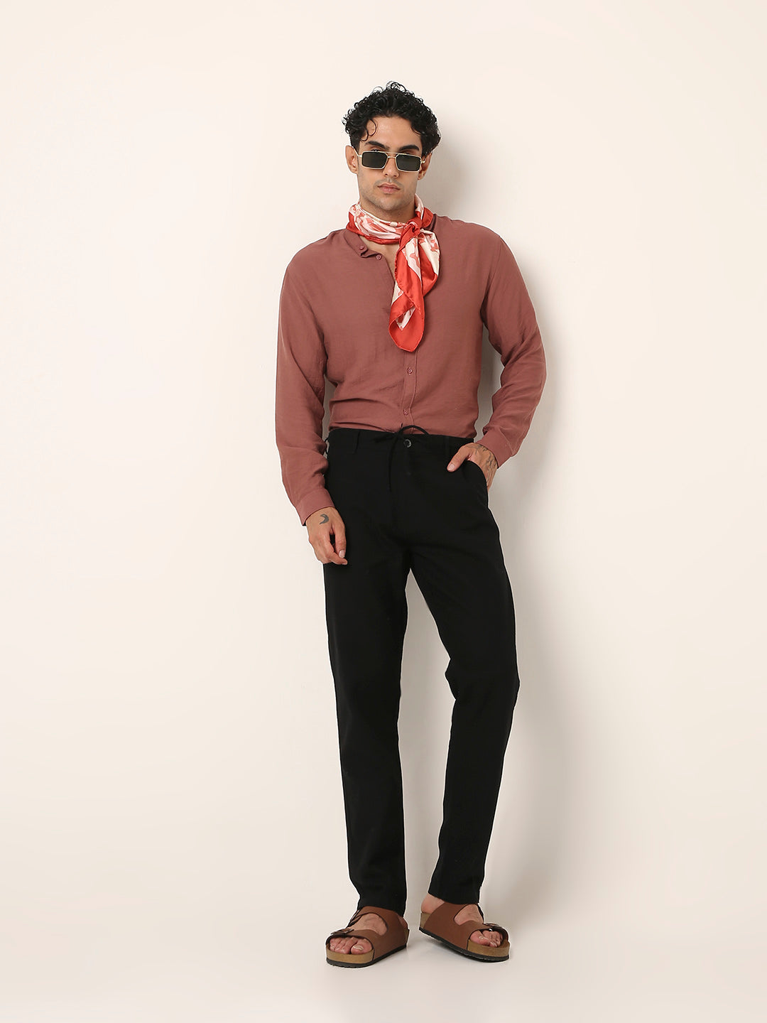 Black Drawstring Casual Trousers