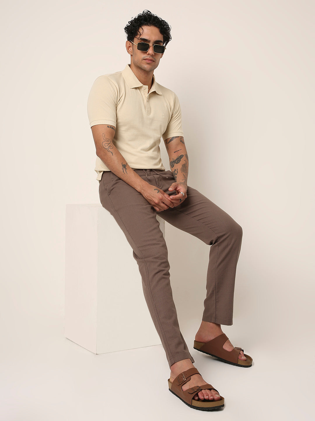Mocha Grey Drawstring Casual Trousers