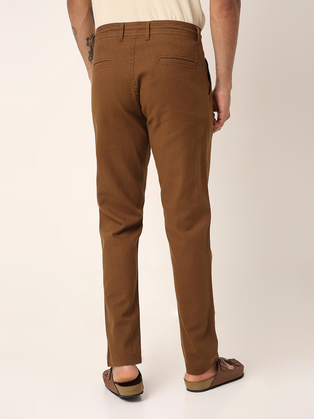 Khaki Drawstring Casual Trousers