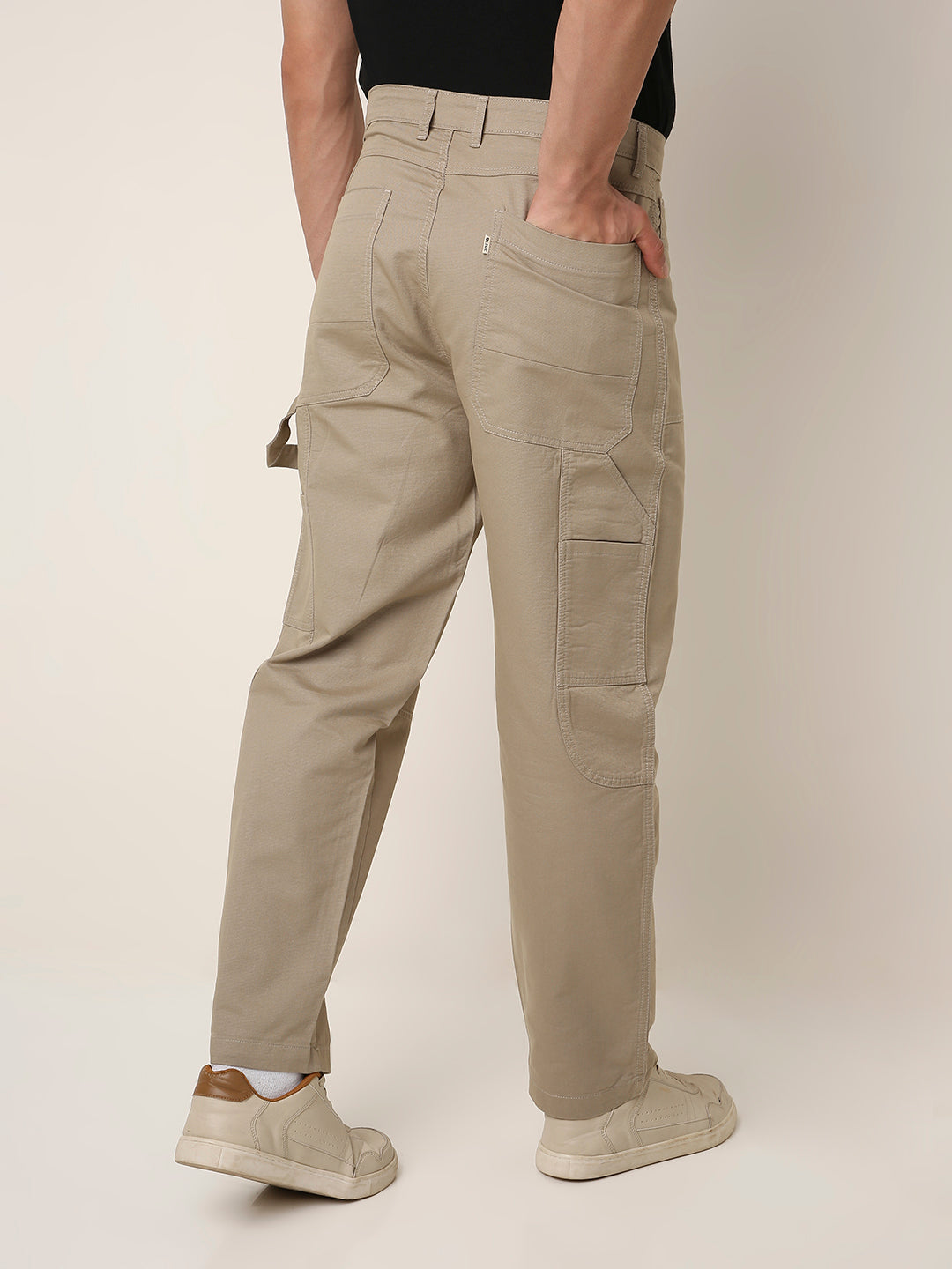 Straight Fit BEIGE Utility Cargo PANTS