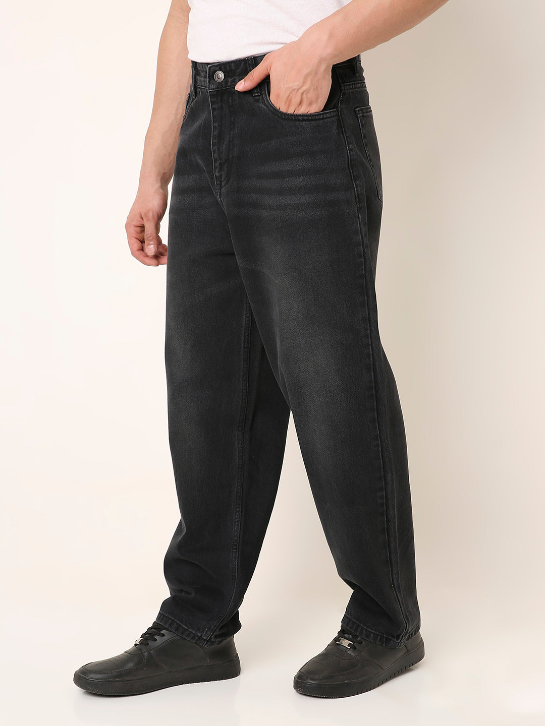 DARK-GREY Baggy Fit Denim Jeans