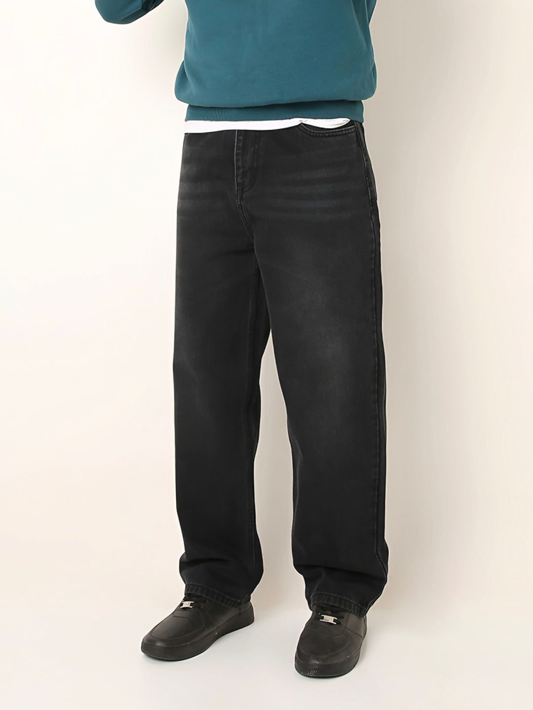DARK-GREY Baggy Fit Denim Jeans
