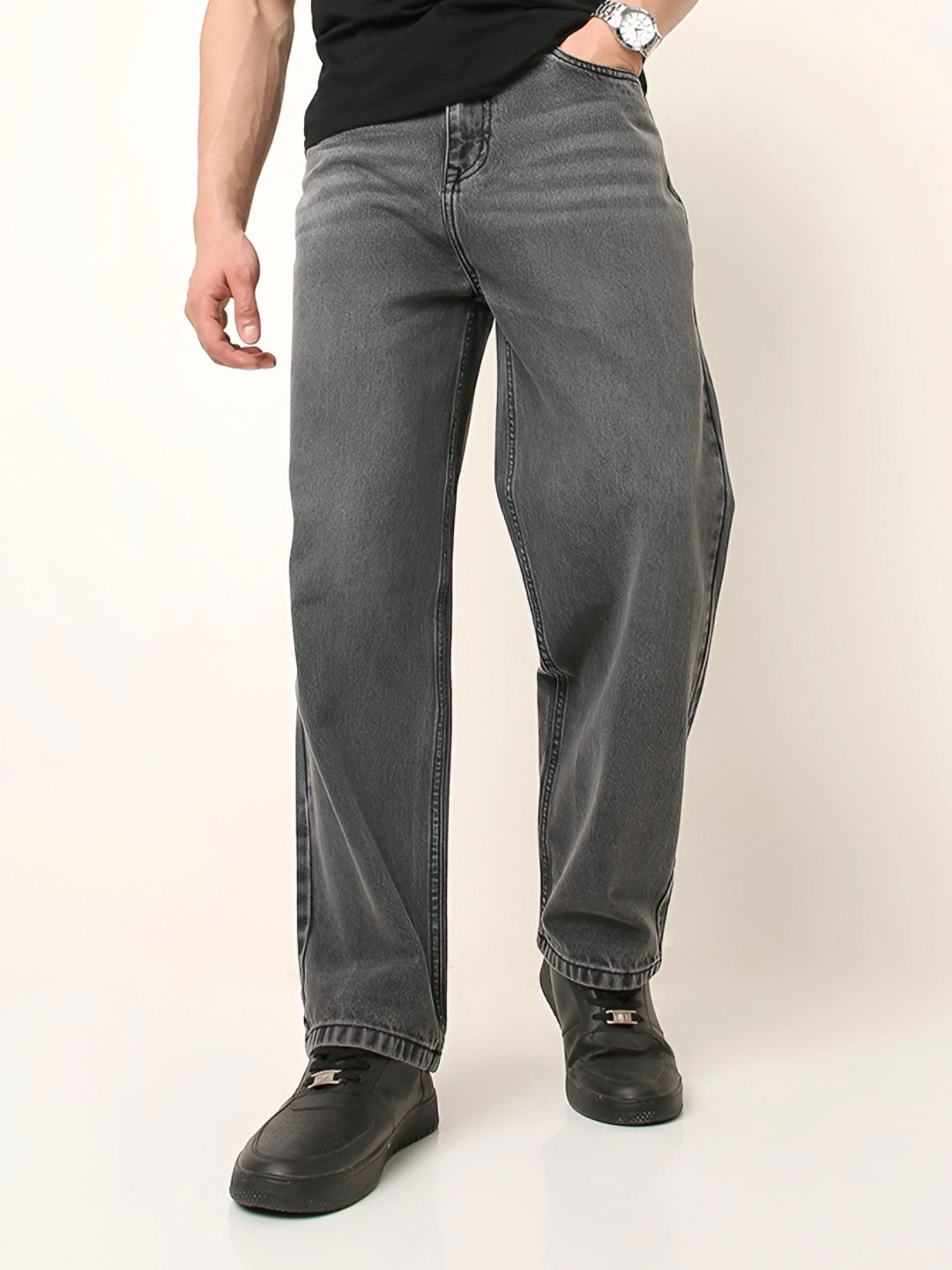 LIGHT-GREY Baggy Fit Denim Jeans