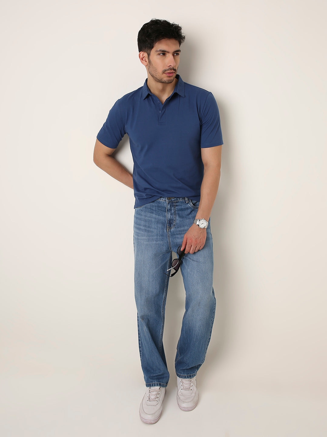 DENIM BLUE Solid Polo T-Shirt