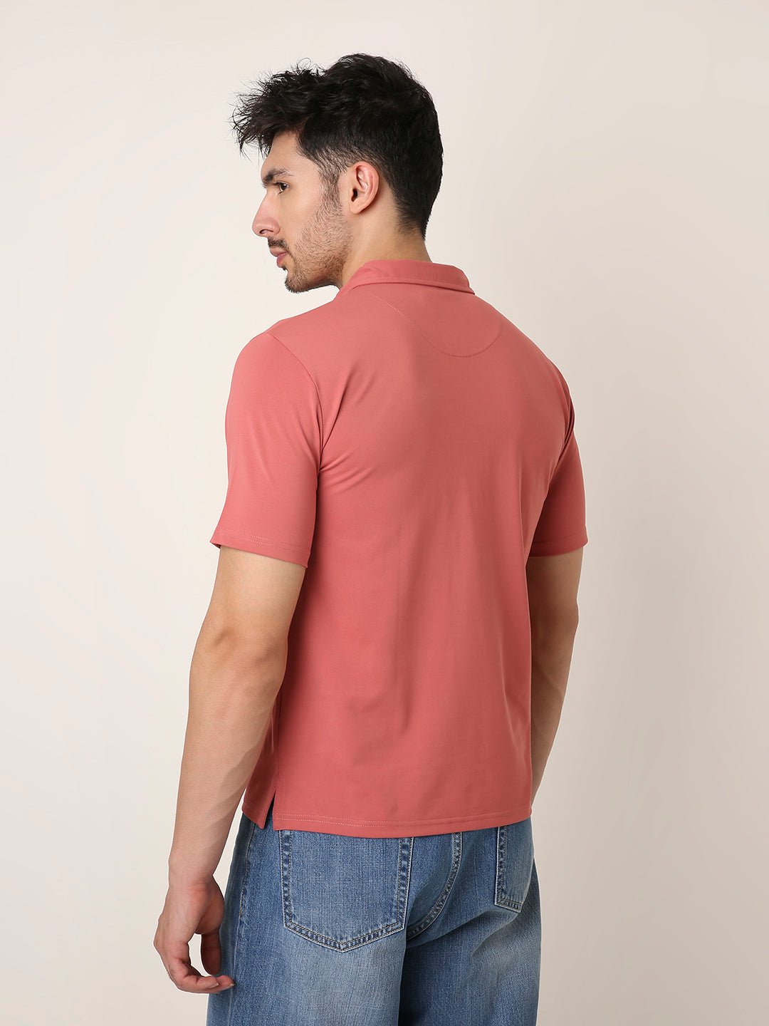 MULBERRY RED Solid Polo T-Shirt
