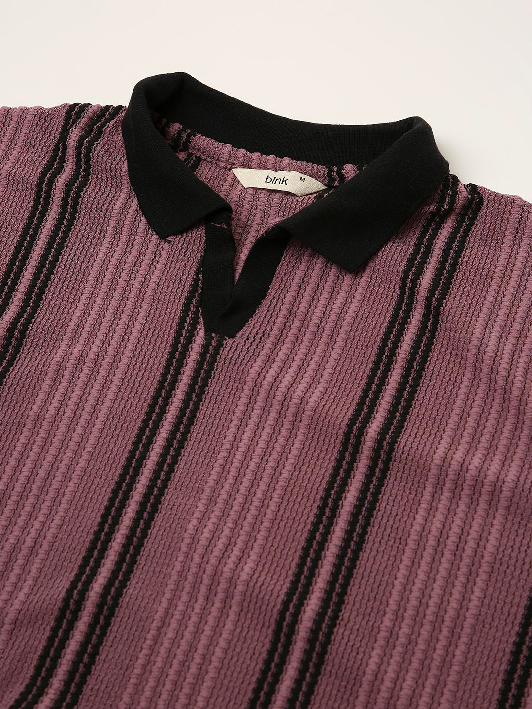 RETRO PLUM TEXTURED POLO T-SHIRT