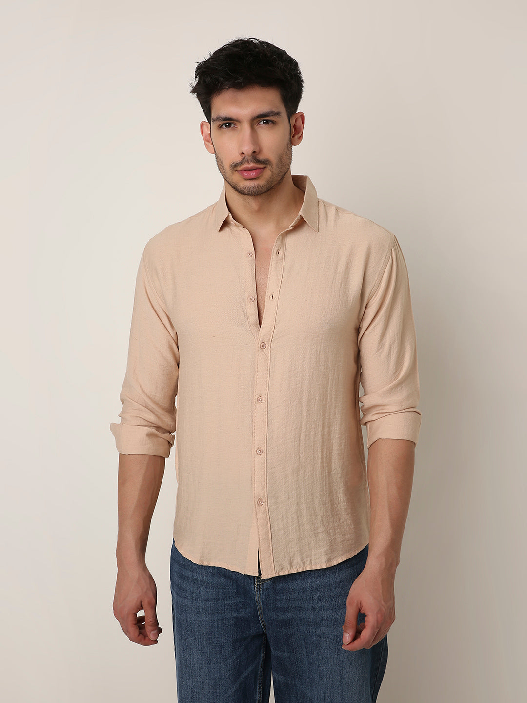PEACH PERMIUM LINEN BLEND SHIRT